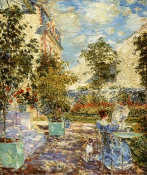 In a French Garden by Frederick Childe Hassam Oil Painting