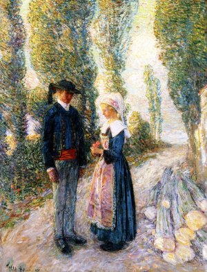 In Brittany, The Evening Hour, Pont Aven by Frederick Childe Hassam Oil Painting