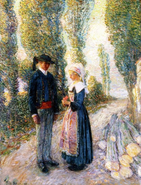 In Brittany, The Evening Hour, Pont Aven by Frederick Childe Hassam - Hand-Painted Oil Painting Reproduction