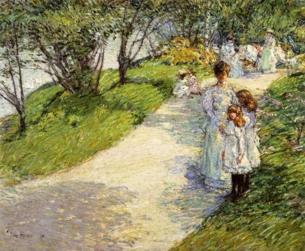 In Central Park by Frederick Childe Hassam - Hand-Painted Oil Painting Reproduction