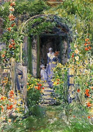 Isles of Shoals Garden also known as The Garden in Its Glory Oil painting by Frederick Childe Hassam