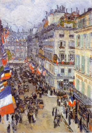 July Fourteenth, Rue Daunou by Frederick Childe Hassam Oil Painting