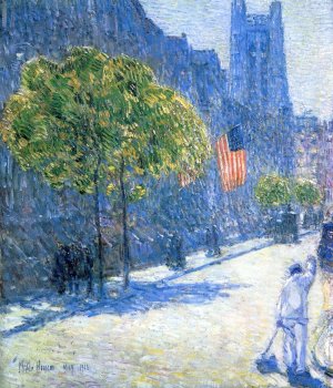 Just Off the Avenue, Fifty-Third Stret, May, 1916 by Frederick Childe Hassam Oil Painting