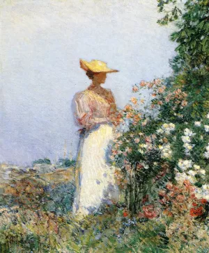 Lady in Flower Garden Oil painting by Frederick Childe Hassam