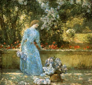 Lady in the Park also known as In the Garden by Frederick Childe Hassam - Oil Painting Reproduction