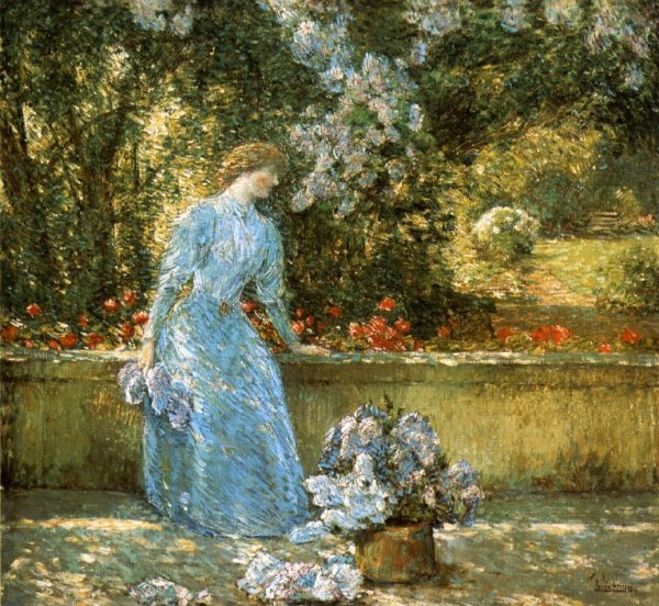 Lady in the Park also known as In the Garden by Frederick Childe Hassam - Hand-Painted Oil Painting Reproduction