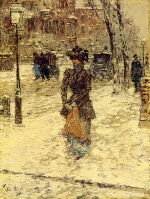 Lady Walking down Fifth Avenue by Frederick Childe Hassam Oil Painting