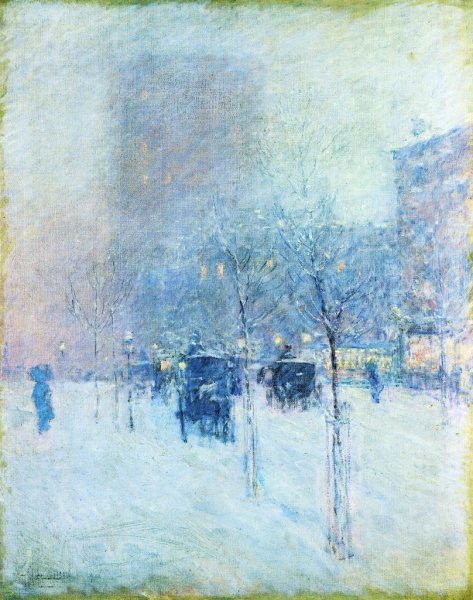 Late Afternoon, New York: Winter by Frederick Childe Hassam - Hand-Painted Oil Painting Reproduction