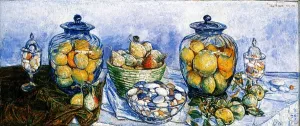 Long Island Pebbles and Fruit by Frederick Childe Hassam Oil Painting