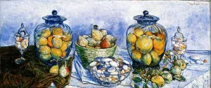 Long Island Pebbles and Fruit Oil painting by Frederick Childe Hassam
