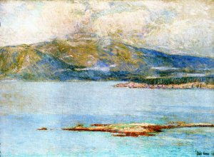 Looking over Frenchman's Bay at Green Mountain Oil painting by Frederick Childe Hassam