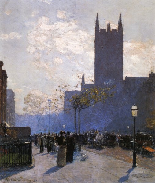 Lower Fifth Avenue by Frederick Childe Hassam - Hand-Painted Oil Painting Reproduction