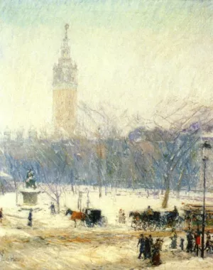 Madison Square - Snowstorm by Frederick Childe Hassam - Oil Painting Reproduction
