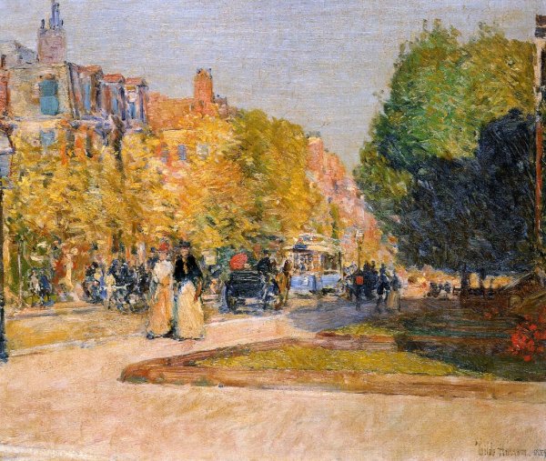 Marlborough Street, Boston by Frederick Childe Hassam - Hand-Painted Oil Painting Reproduction