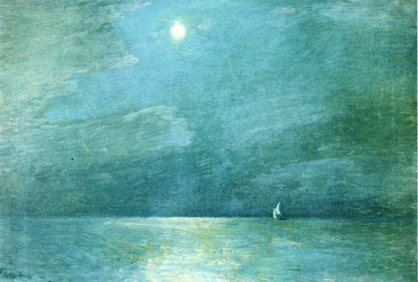 Moonlight on the Sound by Frederick Childe Hassam - Hand-Painted Oil Painting Reproduction