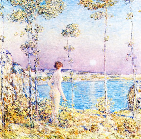 Moonrise at Sunset by Frederick Childe Hassam - Hand-Painted Oil Painting Reproduction