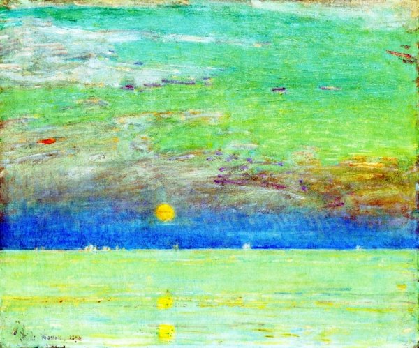 Main Product Photo of Moonrise at Sunset Painting by Frederick Childe Hassam