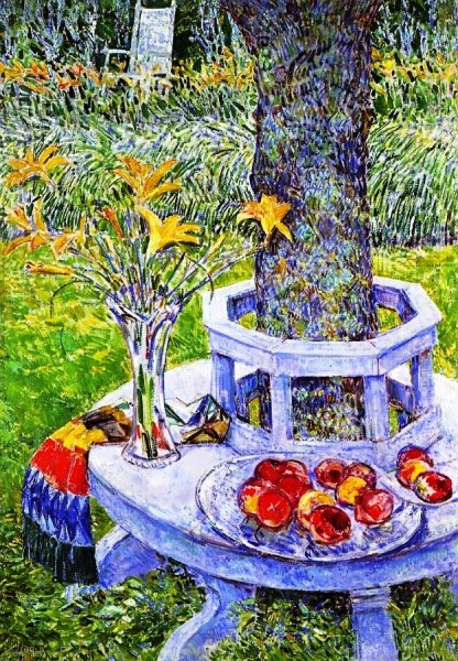 Main Product Photo of Mrs. Hassam's Garden at East Hampton Painting by Frederick Childe Hassam