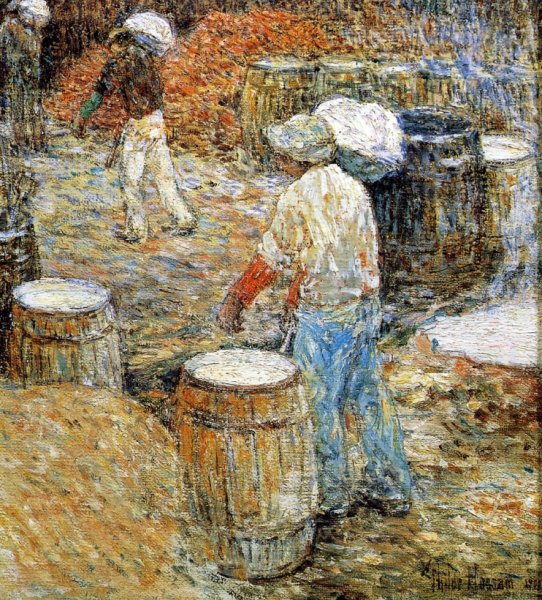 New York Hod Carriers by Frederick Childe Hassam - Hand-Painted Oil Painting Reproduction