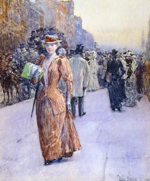 New York Street Scene by Frederick Childe Hassam - Oil Painting Reproduction