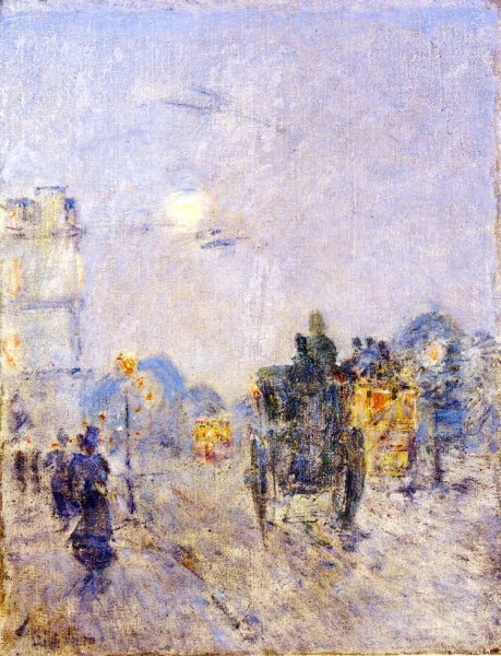 Nocturne, Hyde Park Corner by Frederick Childe Hassam - Hand-Painted Oil Painting Reproduction
