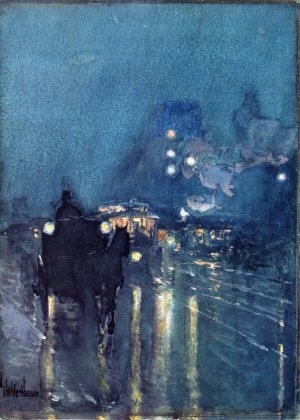 Nocturne, Railway Crossing, Chicago by Frederick Childe Hassam Oil Painting