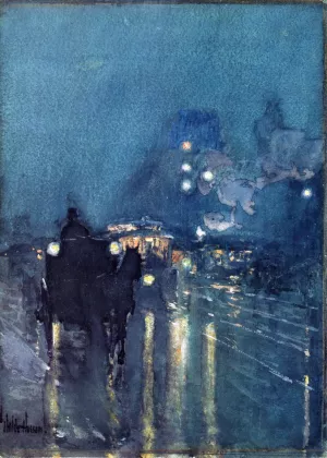 Nocturne, Railway Crossing, Chicago by Frederick Childe Hassam Oil Painting