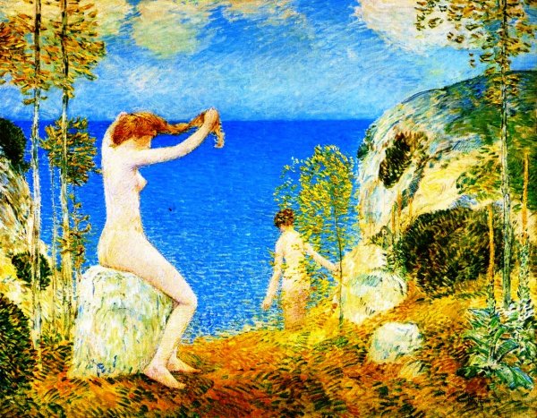 Nudes at the Cove by Frederick Childe Hassam - Hand-Painted Oil Painting Reproduction
