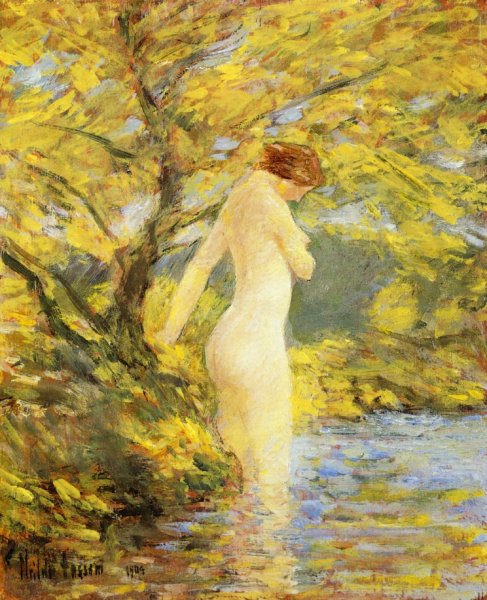 Nymph Bathing by Frederick Childe Hassam - Hand-Painted Oil Painting Reproduction