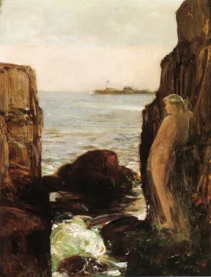 Nymph on a Rocky Ledge by Frederick Childe Hassam - Oil Painting Reproduction