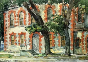 Old Dutch Building, Fishkill, New York Oil painting by Frederick Childe Hassam
