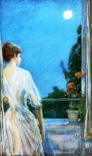 On the Balcony by Frederick Childe Hassam Oil Painting