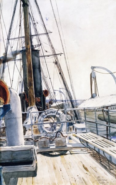 On the Deck by Frederick Childe Hassam - Hand-Painted Oil Painting Reproduction