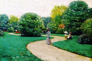 Parc Monceau, Paris II Oil painting by Frederick Childe Hassam