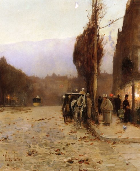 Paris at Twilight by Frederick Childe Hassam - Hand-Painted Oil Painting Reproduction