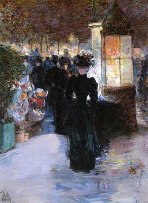 Paris Nocturne by Frederick Childe Hassam Oil Painting
