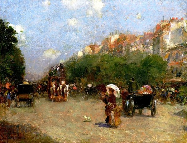 Main Product Photo of Paris Street Scene Painting by Frederick Childe Hassam