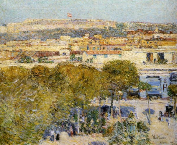 Place Centrale and Fort Cabanas, Havana by Frederick Childe Hassam - Hand-Painted Oil Painting Reproduction