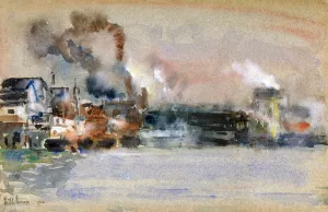Portland Harbor Oil painting by Frederick Childe Hassam