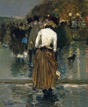 Promenade at Sunset, Paris by Frederick Childe Hassam Oil Painting