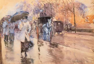 Rainy Day on Fifth Avenue by Frederick Childe Hassam Oil Painting