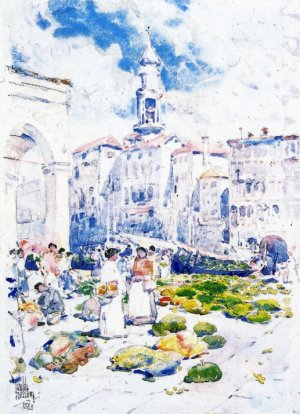 Rialto Market, Venice by Frederick Childe Hassam Oil Painting