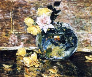 Roses in a Vase by Frederick Childe Hassam Oil Painting