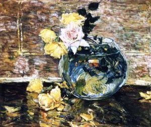 Roses in a Vase by Frederick Childe Hassam - Oil Painting Reproduction