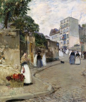 Rue Montmartre, Paris by Frederick Childe Hassam Oil Painting