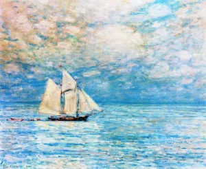 Sailing on Calm Seas, Gloucester Harbor by Frederick Childe Hassam Oil Painting