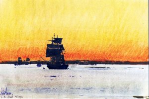 Sailing Ship Locked in Ice by Frederick Childe Hassam Oil Painting