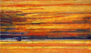 Sailing Vessel at Sea, Sunset by Frederick Childe Hassam - Oil Painting Reproduction
