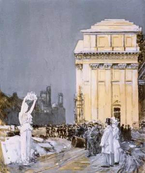 Scene at the World's Columbian Exposition, Chicago, Illinois by Frederick Childe Hassam - Oil Painting Reproduction