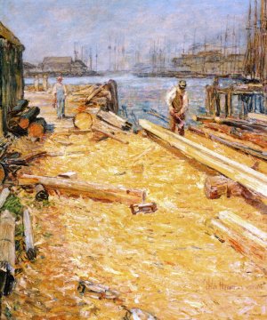 Sparyard, Inner Harbor, Gloucester Oil painting by Frederick Childe Hassam
